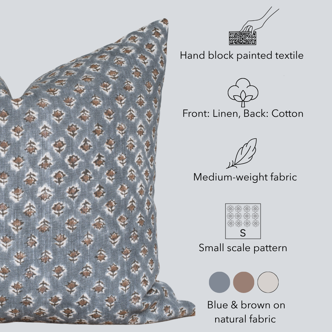 Aster Floral Block Printed Pillow Cover