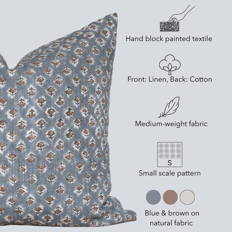Aster Floral Block Printed Pillow Cover