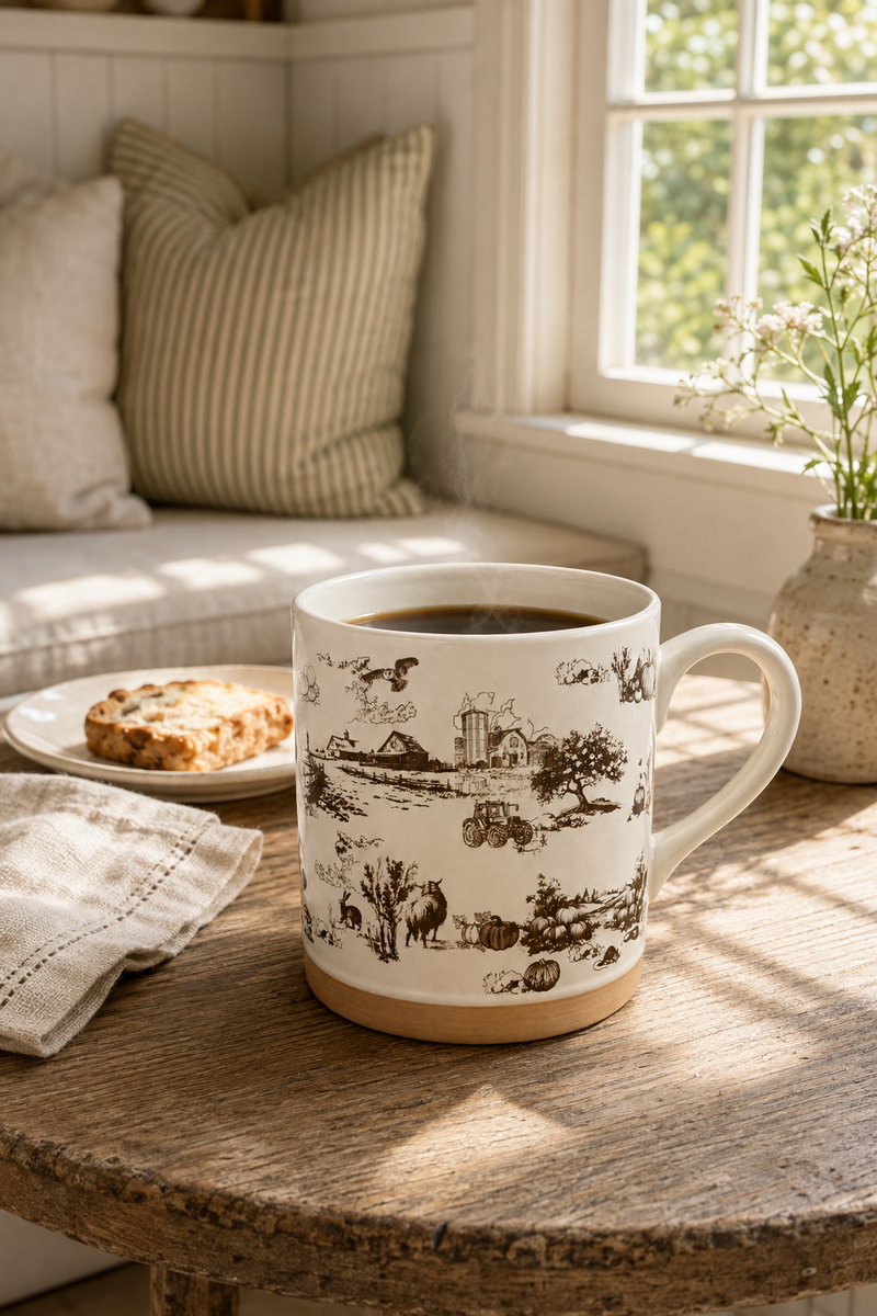 Fall Farmhouse Delft Coffee Mug