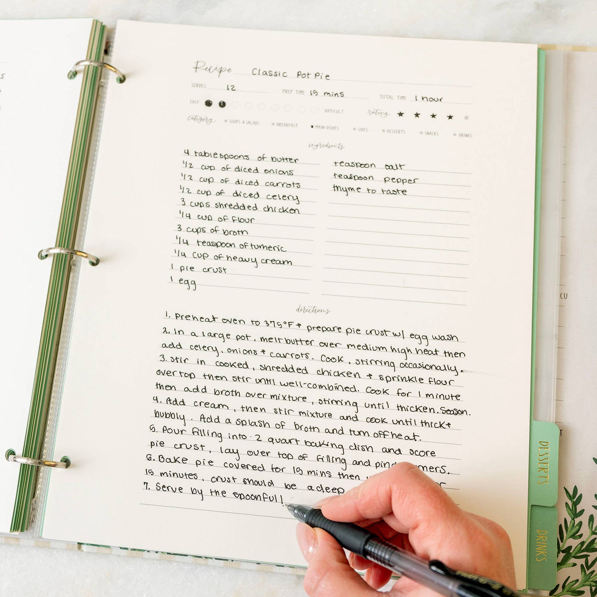 Large Recipe Page Set