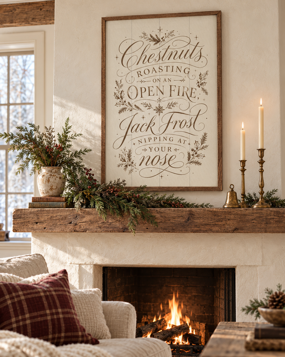 Chestnuts Roasting Typography | Christmas Wall Decor