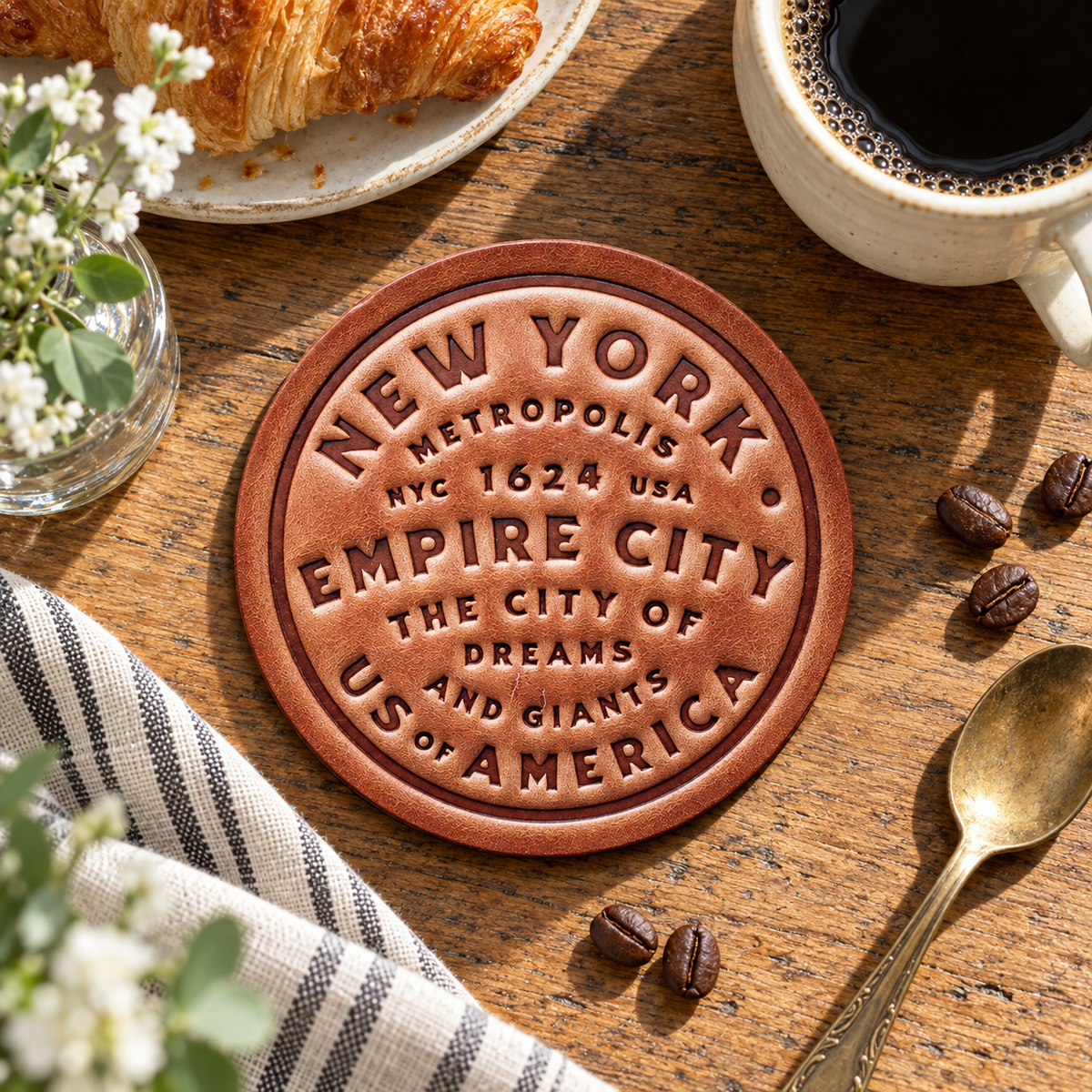 New York City Leather Coaster