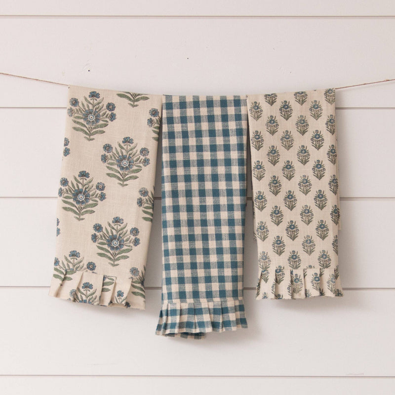 Blue Block Print Tea Towels