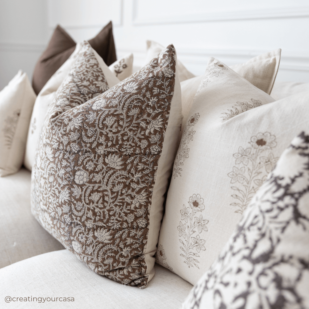 Nina Floral Block Printed Pillow Cover