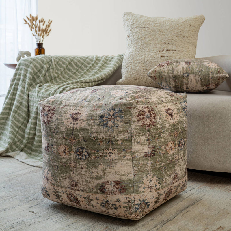 Vintage Floral Pouf Ottoman