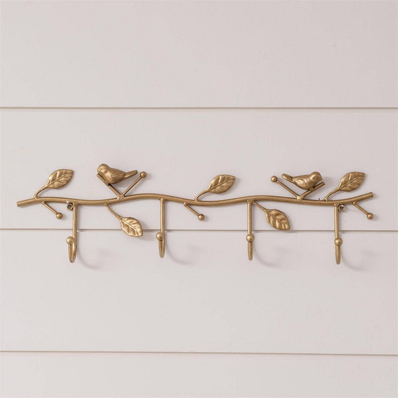 Gold Birds On Branch Wall Hooks