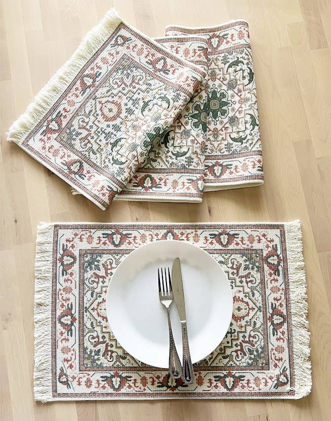 Antique Print Placemat - Brown