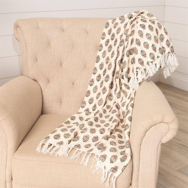 Crimson Block Print Throw