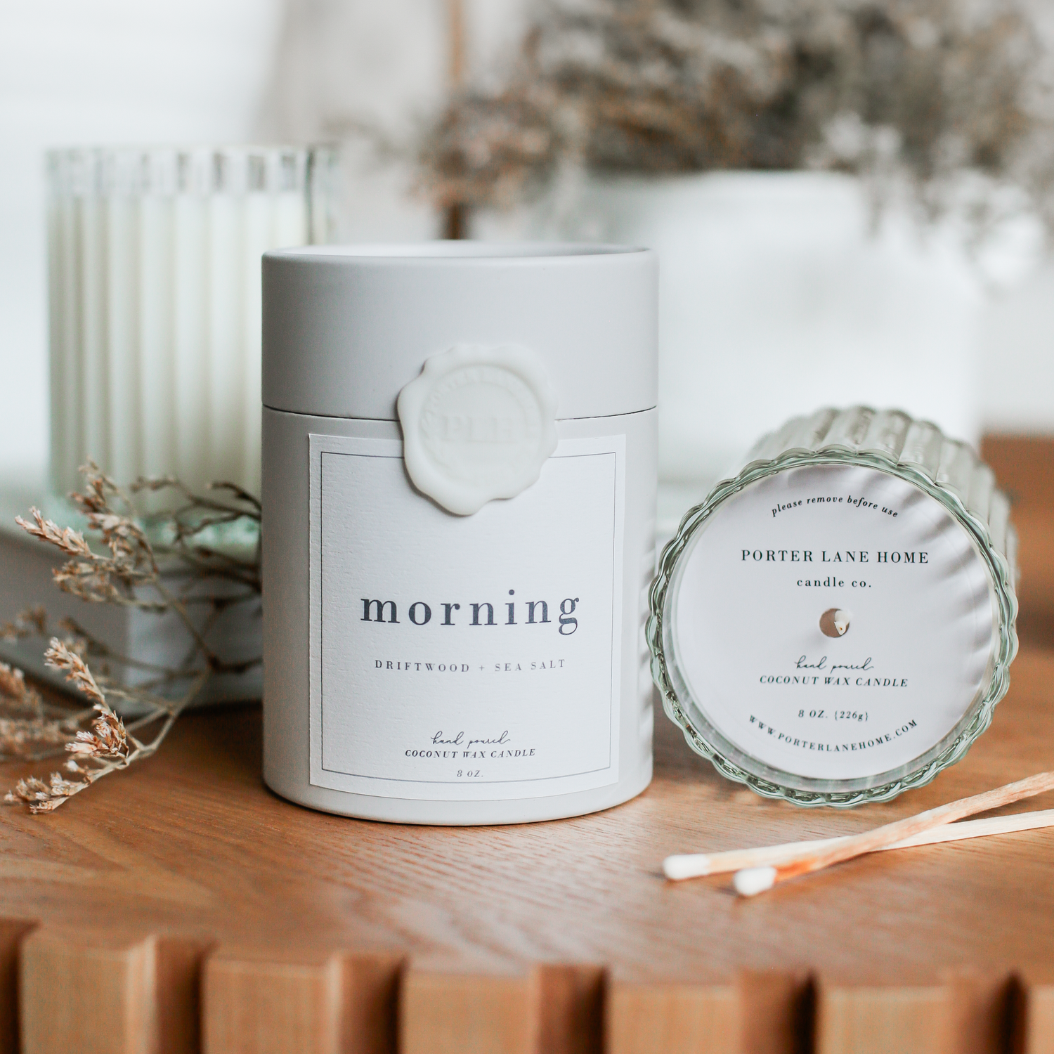 MORNING | Driftwood + Sea Salt Fluted Coconut Wax Candle