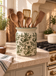Olive Vine Ceramic Utensil Crock | Green Floral Kitchen Crock