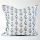 Amalthea Linen Block Print Pillow Cover in Blue