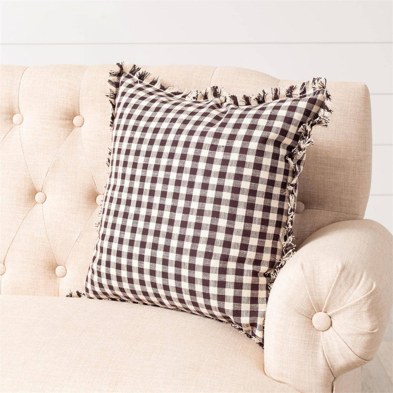 Dark Chocolate and Cream Check Pillow