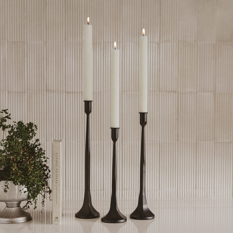 Cast Iron Taper Candle Holders - Set of 3