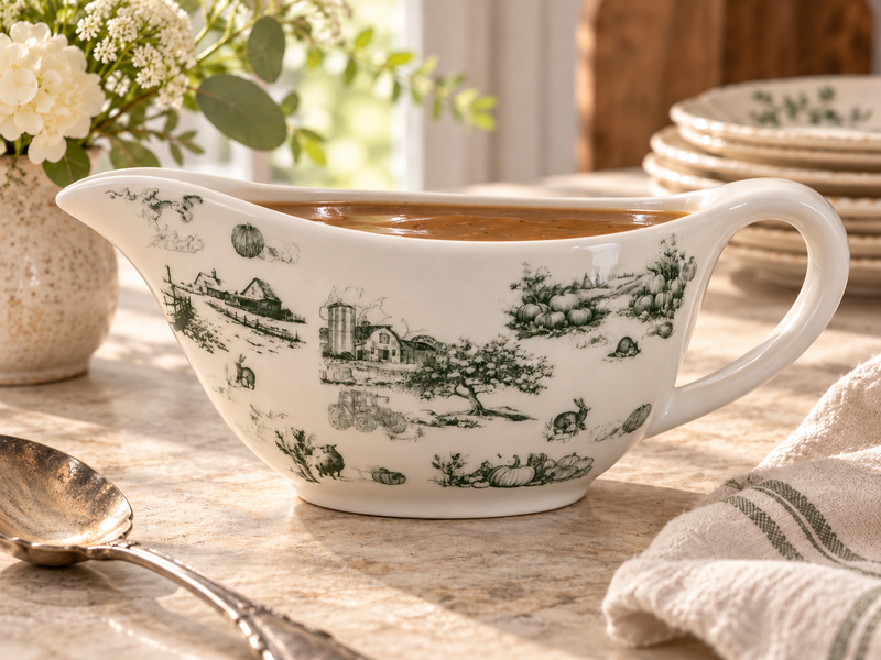 Farmhouse Heritage Gravy Boat | Green
