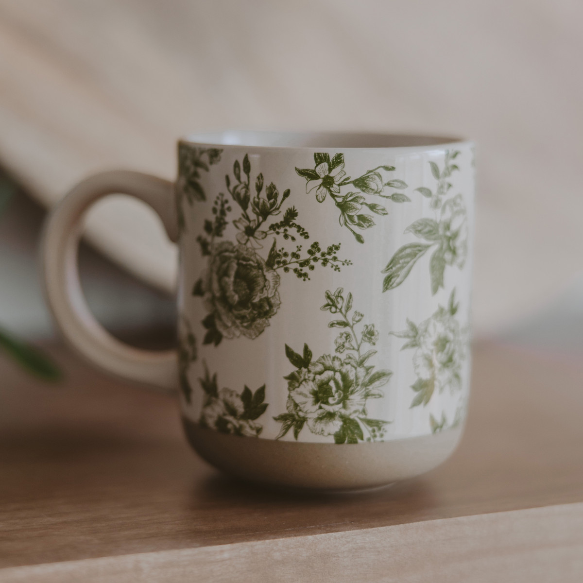Green Delft Coffee Mug - Stoneware