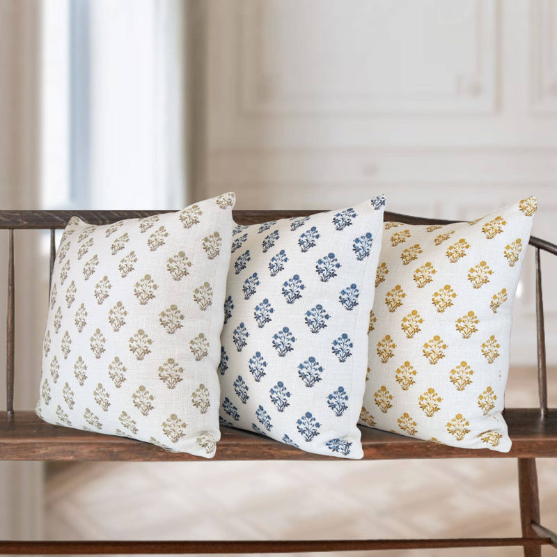 Isabella Floral Block Print Pillow Cover