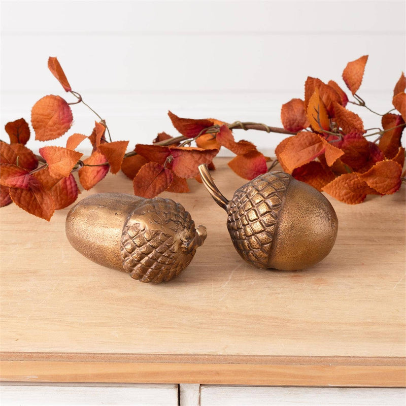 Brass Finish Acorn Accents - Set of 2