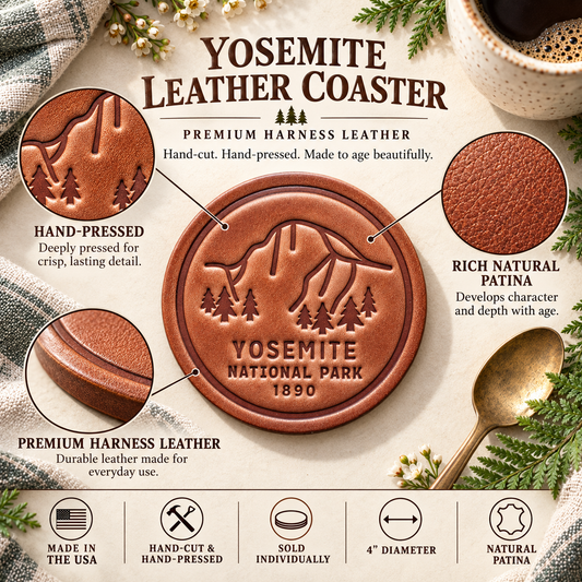 Yosemite National Park Leather Coaster