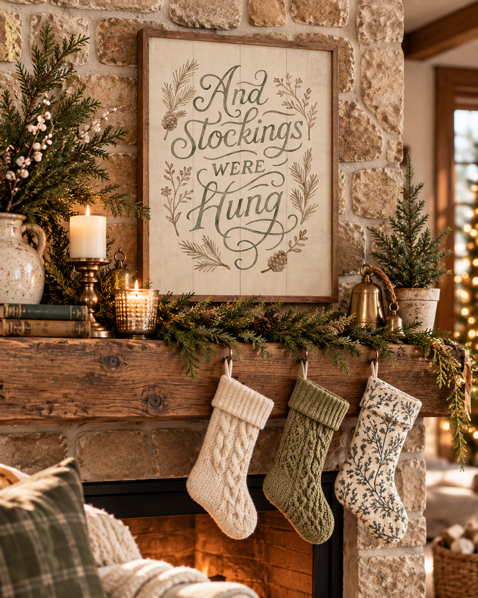 And Stockings Were Hung | Christmas Wall Decor