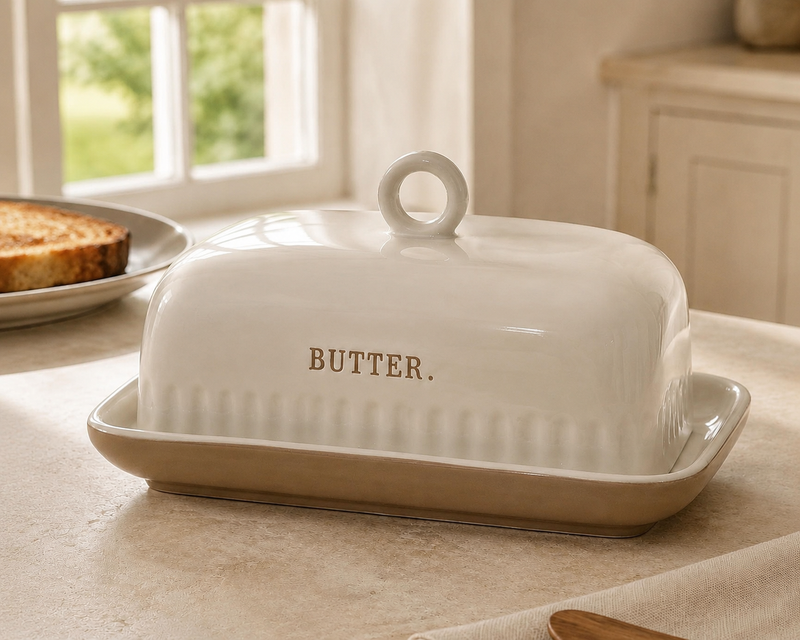 Heirloom Cream Ceramic Butter Dish