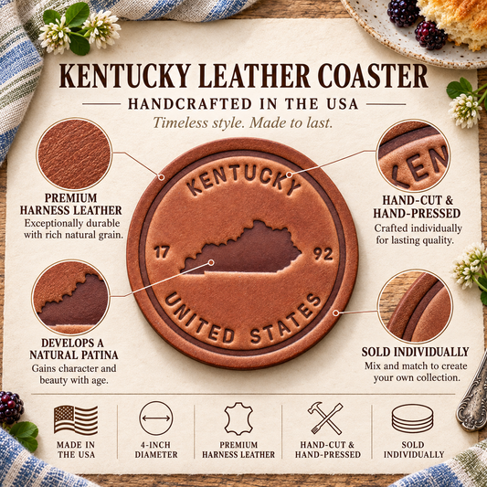 Kentucky State Silhouette Leather Coaster