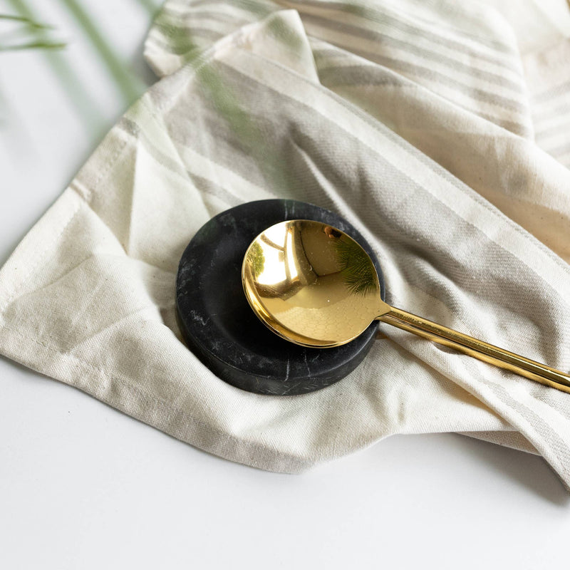 Round Black Marble Spoon Rest