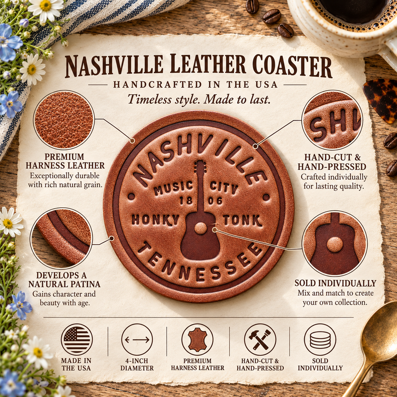 Nashville Leather Coaster