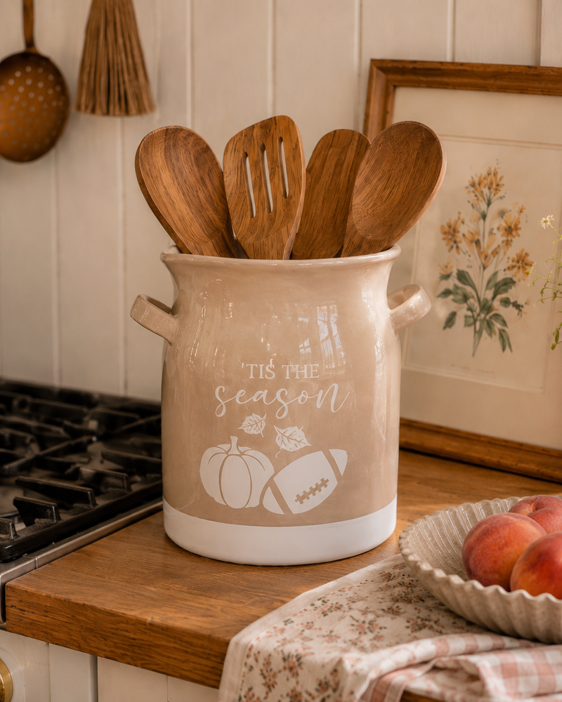 'Tis The Season Utensil Crock + Spoon Rest Set