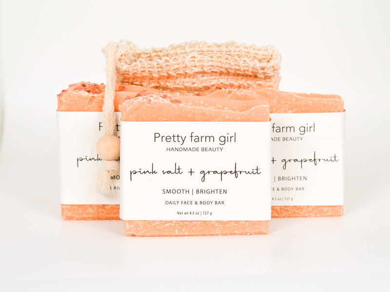 Pink Salt + Grapefruit Cleansing Bar Handmade Tallow and Goat Milk Soap Bar