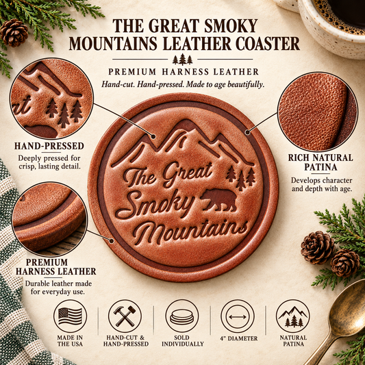 Great Smoky Mountains Leather Coaster