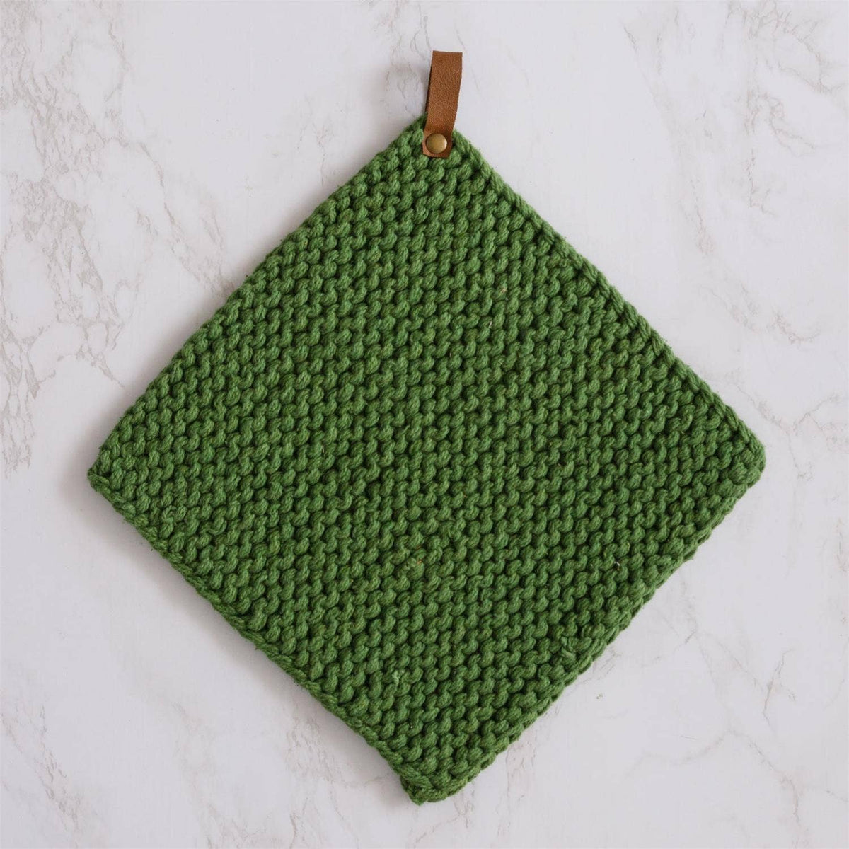 Fern Green Knitted Pot Holder