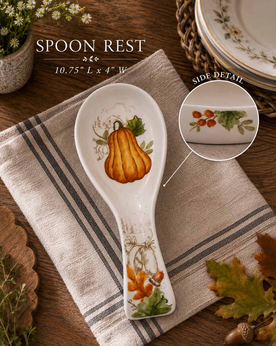 Farmhouse Pumpkin Gourd Ceramic Spoon Rest