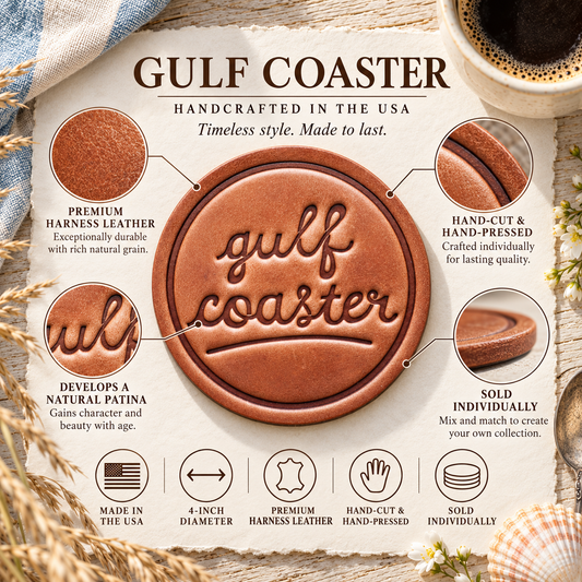 Gulf Coaster Leather Coaster