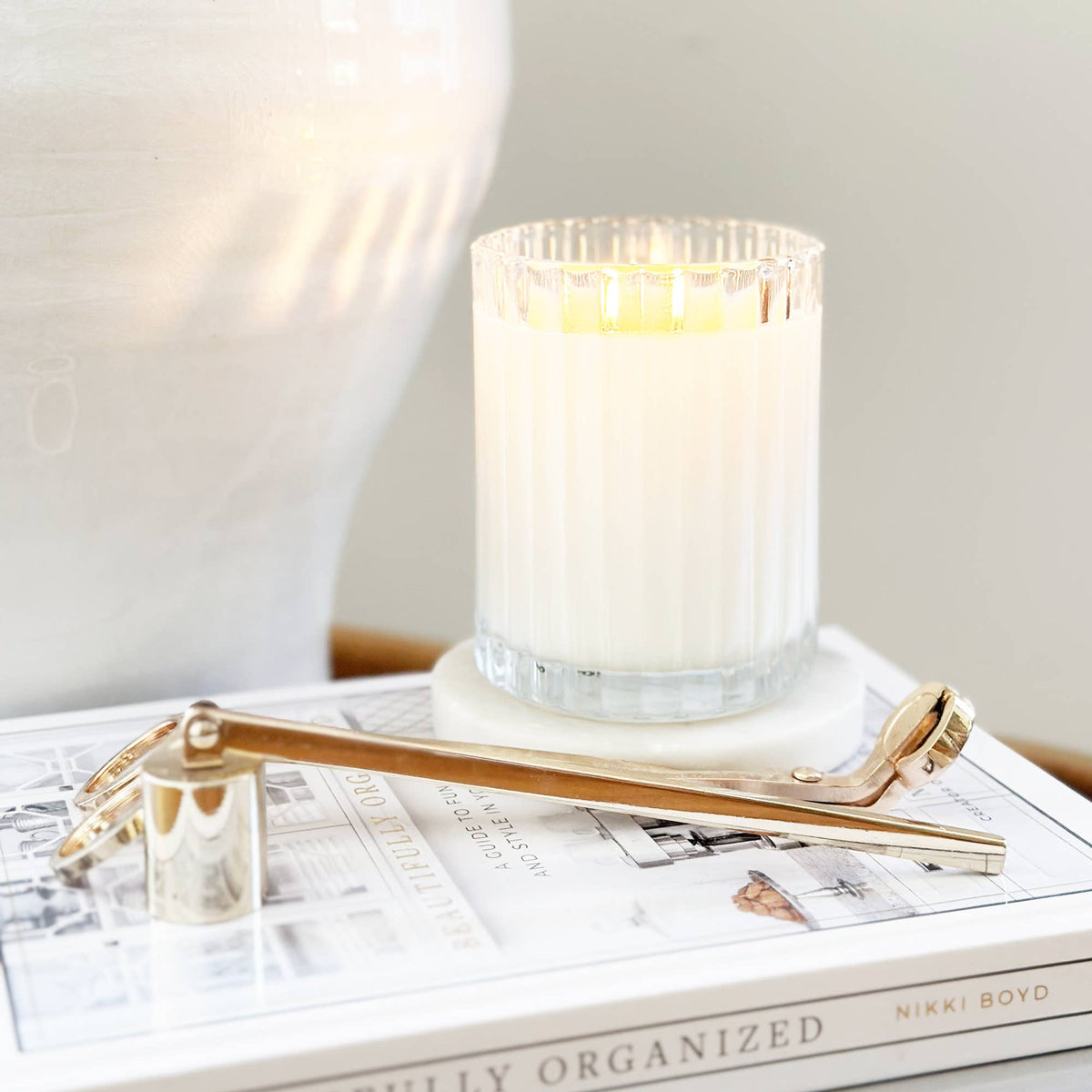Morning | Driftwood + Sea Salt Fluted Coconut Wax Candle