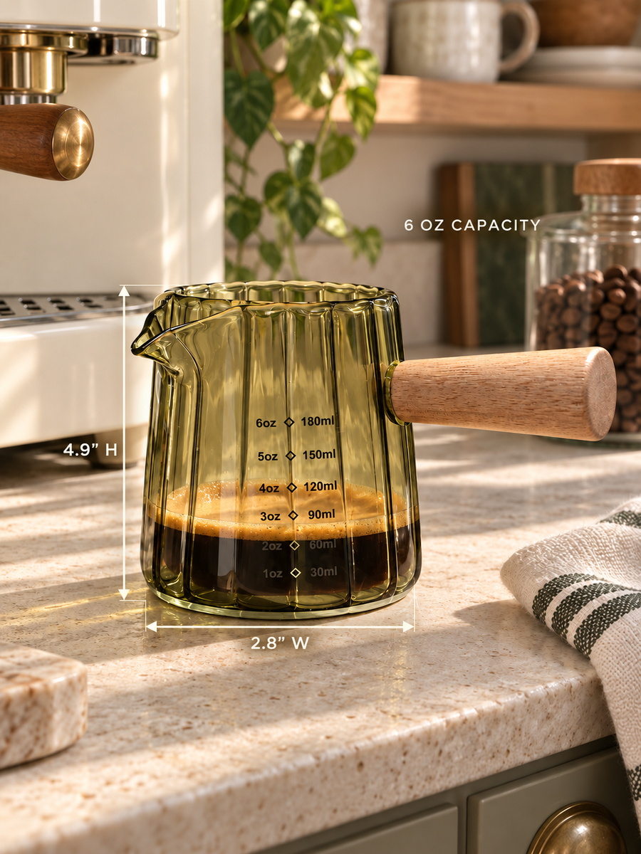Scalloped Espresso Measuring Glass | Green