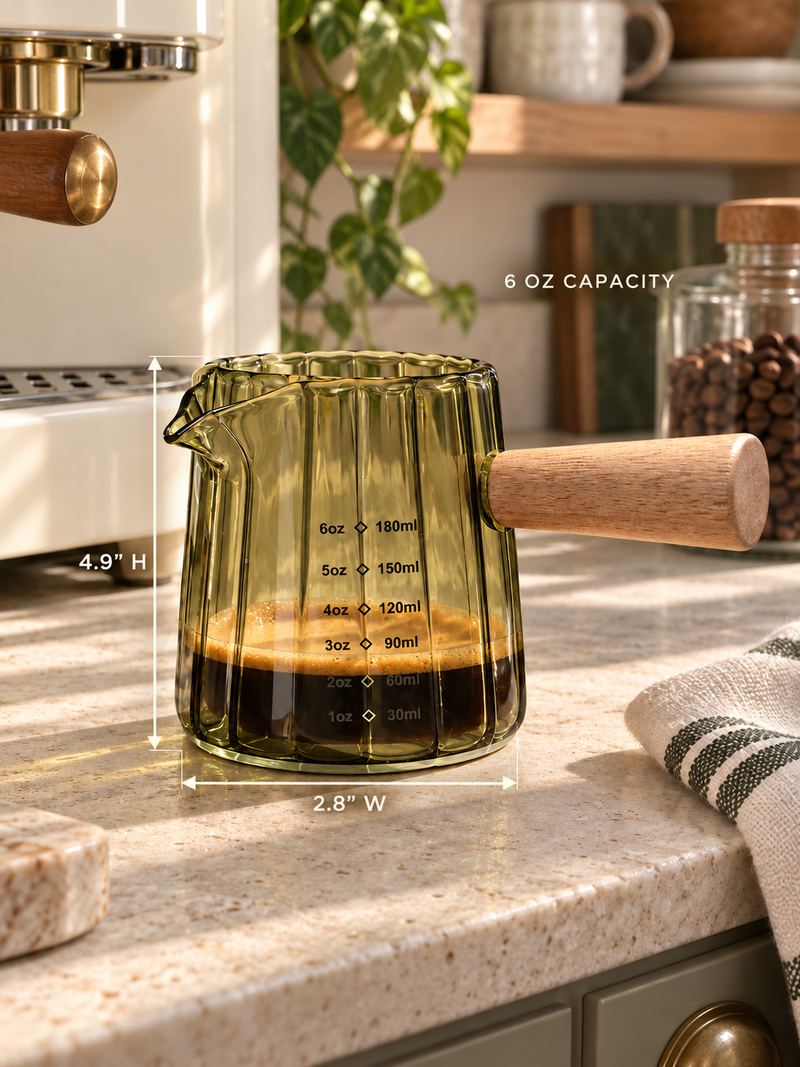 Scalloped Espresso Measuring Glass | Green