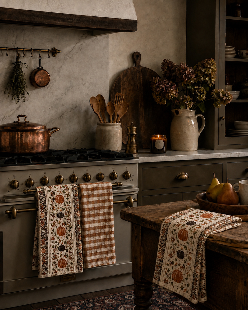 Farmhouse Pumpkin Vine Towels - Set of 3