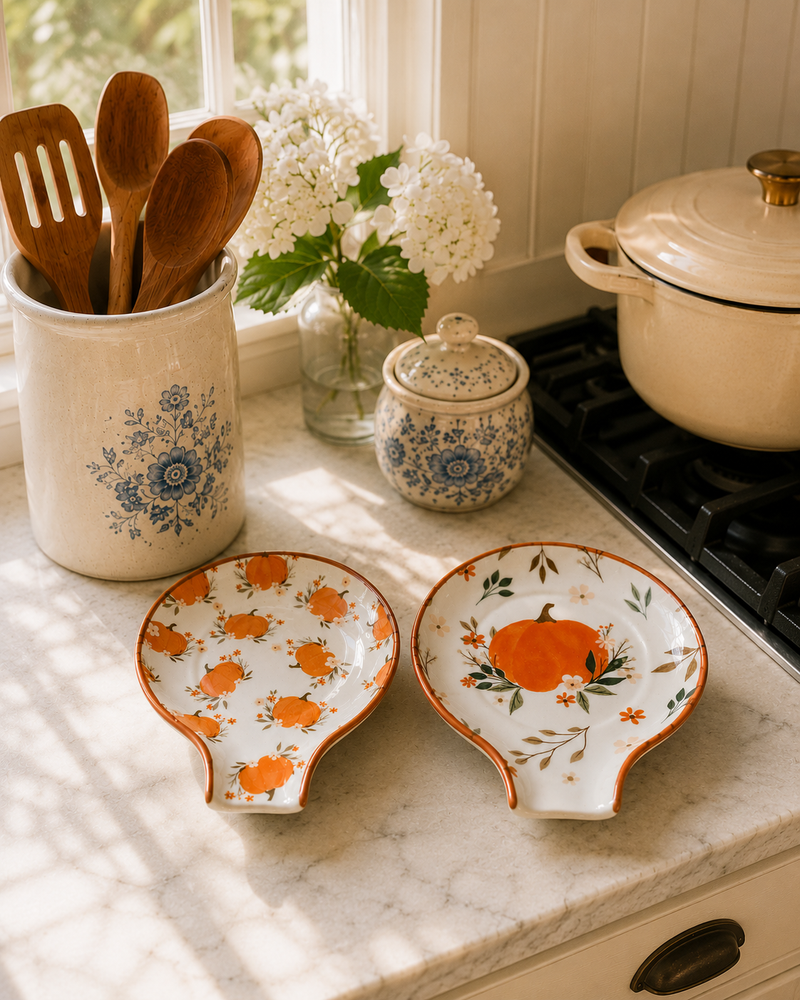 Floral Pumpkin Spoon Rest
