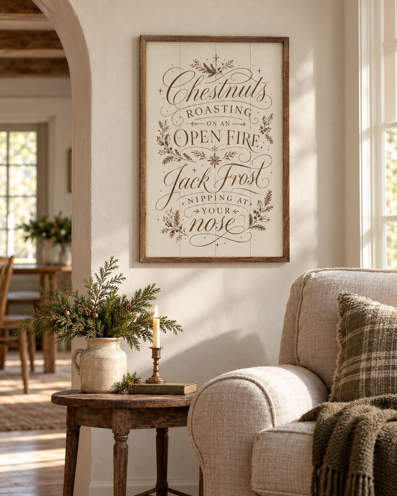 Chestnuts Roasting Typography | Christmas Wall Decor