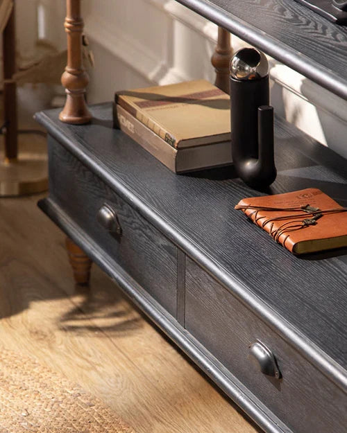 Turned Wood Display Bookcase with Drawer Base