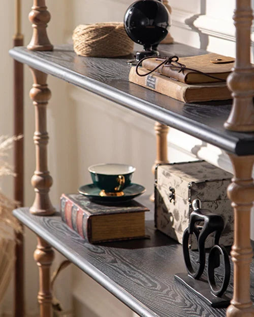 Turned Wood Display Bookcase with Drawer Base