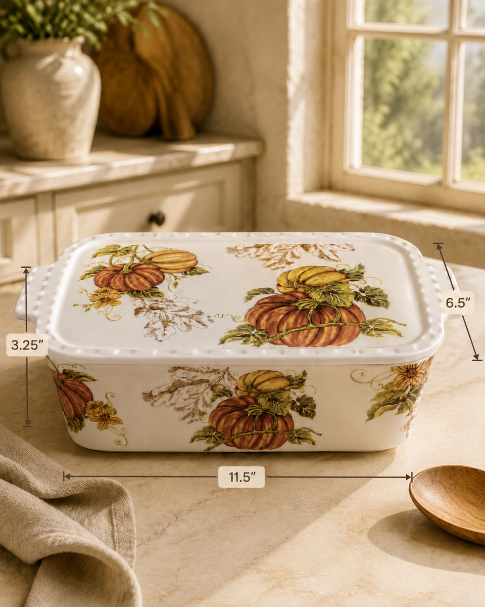 Fall Harvest Baking Dish With Lid