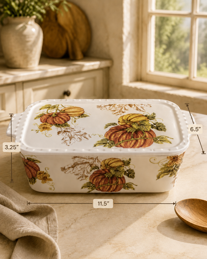 Fall Harvest Baking Dish With Lid