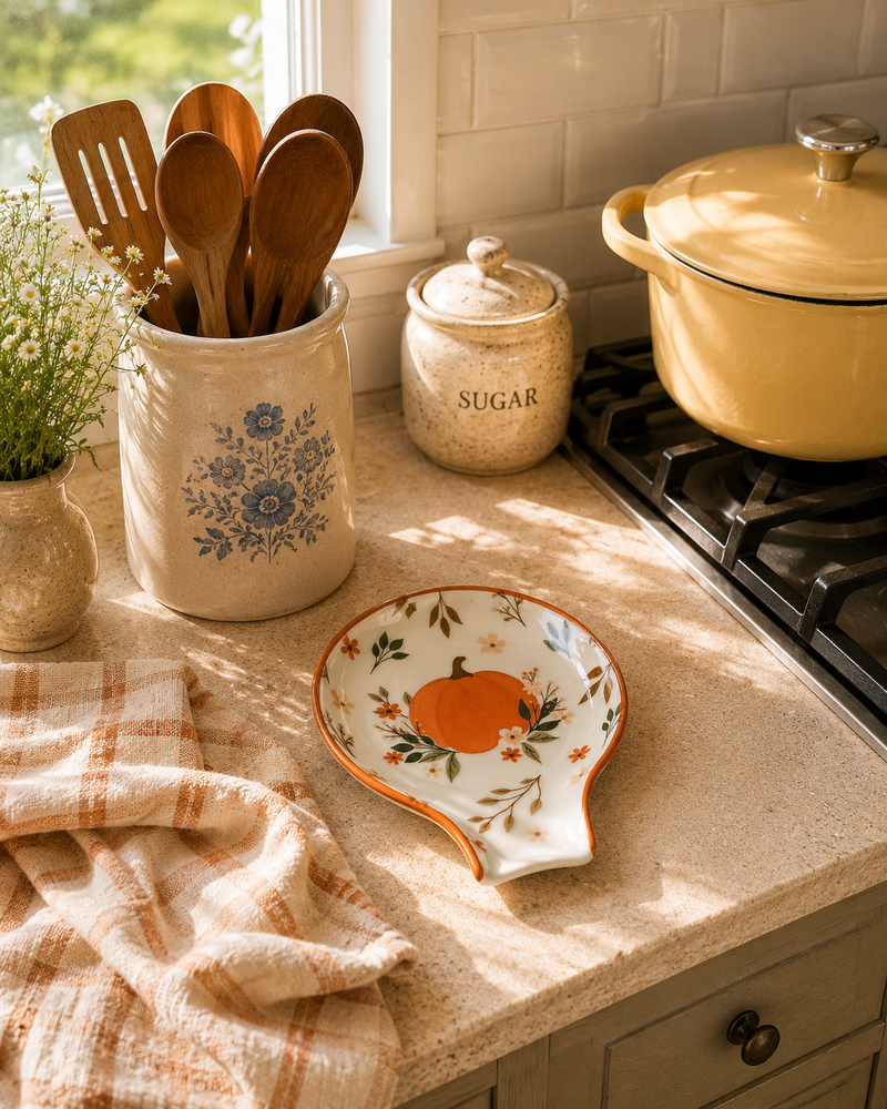 Floral Pumpkin Spoon Rest