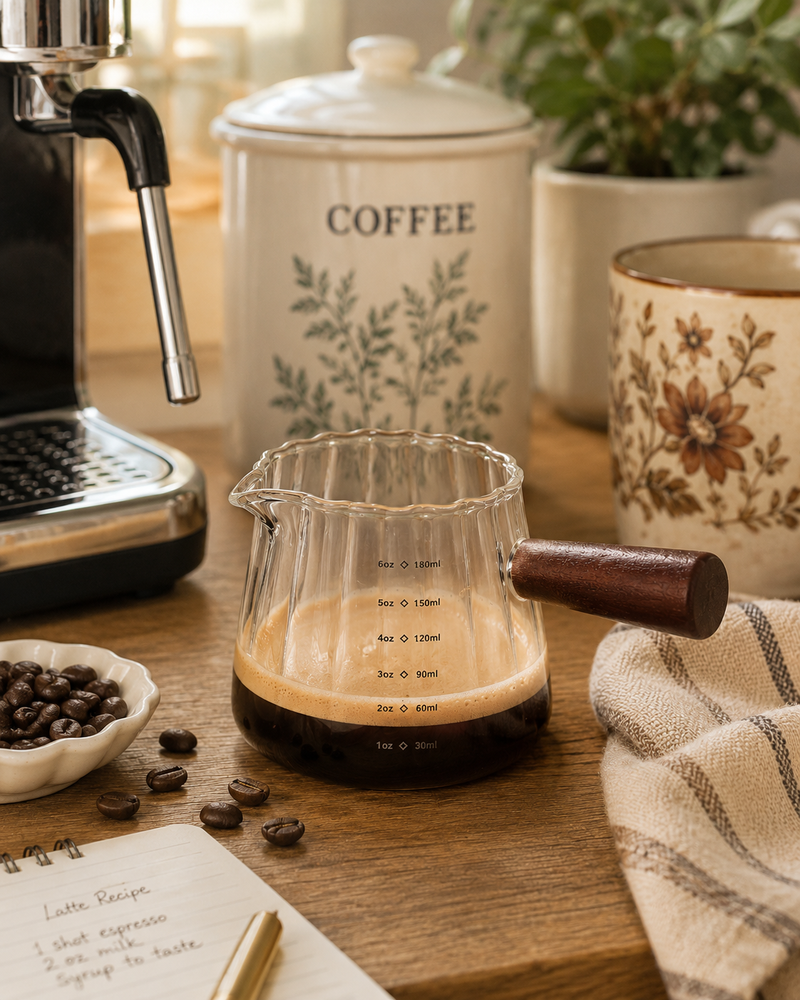 Scalloped Espresso Measuring Glass