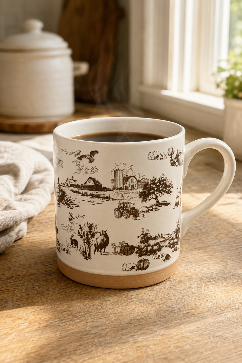 Fall Farmhouse Delft Coffee Mug