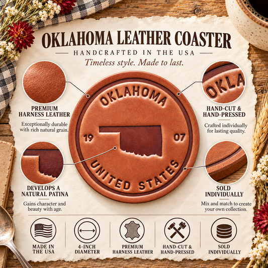 Oklahoma State Silhouette Leather Coaster