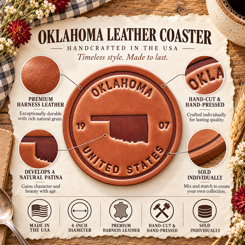Oklahoma State Silhouette Leather Coaster