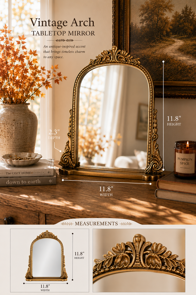 Vintage Arch Tabletop Mirror