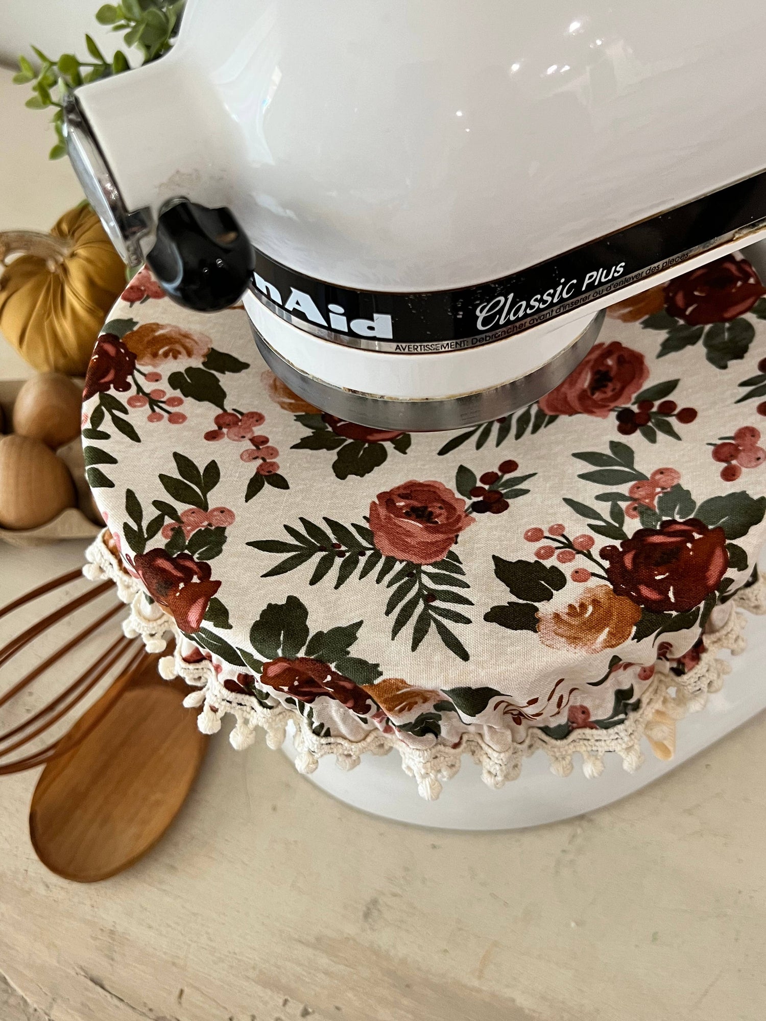 Mauve Floral Mixer Bowl Cover